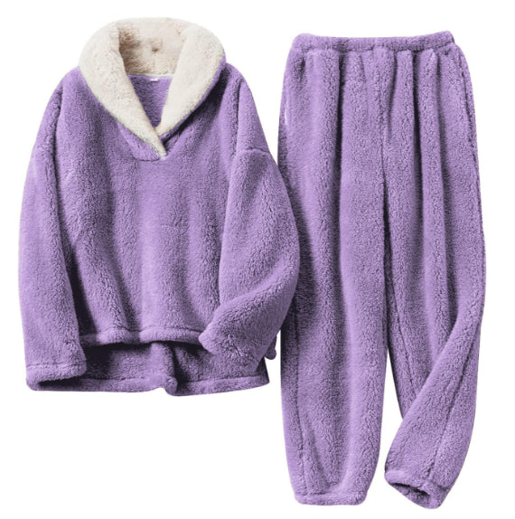 Piżama damska | fleece, kołnierz sherpa