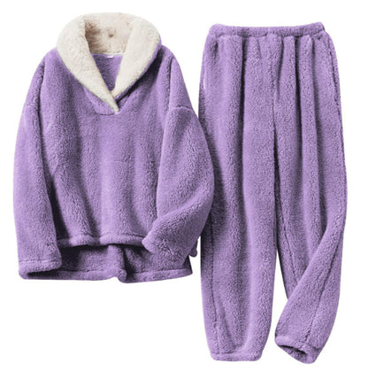 Piżama damska | fleece, kołnierz sherpa