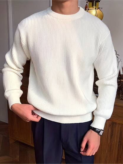 Sweter męski | wzór w warkocze, dopasowany krój