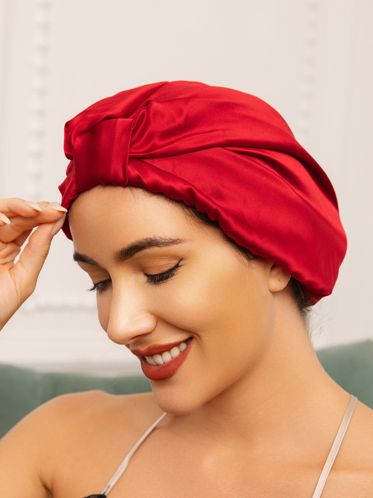 Turban nocny damski | satyna, elastyczna taśma