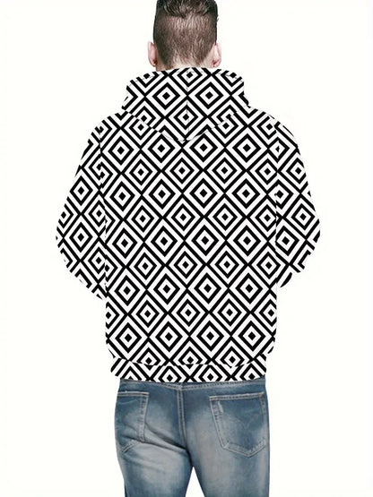 Bluza męska z kapturem | geometryczny wzór