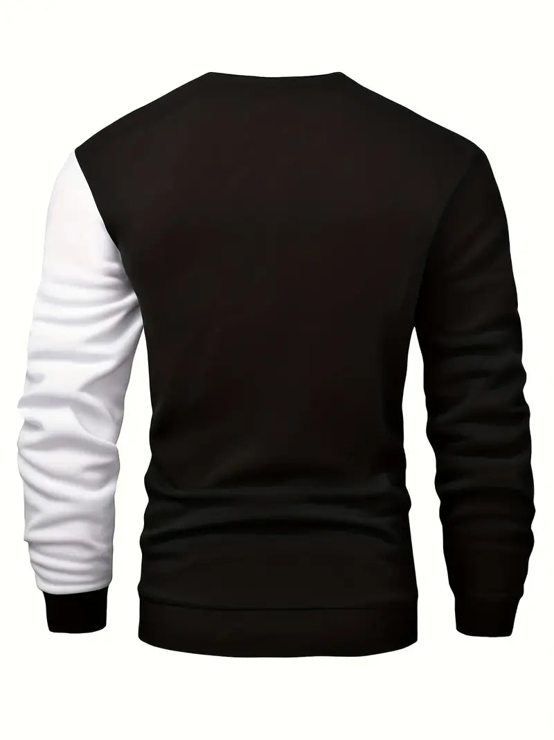 Sweter męski | wzór colorblock, okrągły dekolt