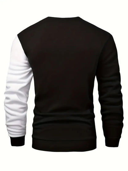 Sweter męski | wzór colorblock, okrągły dekolt