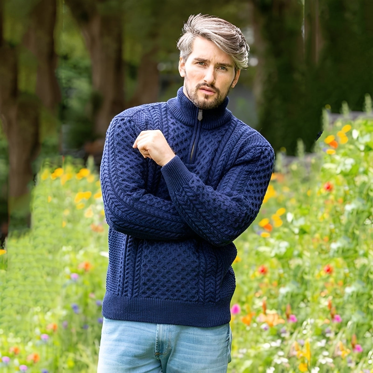 Sweter męski | półzamek, luźny krój