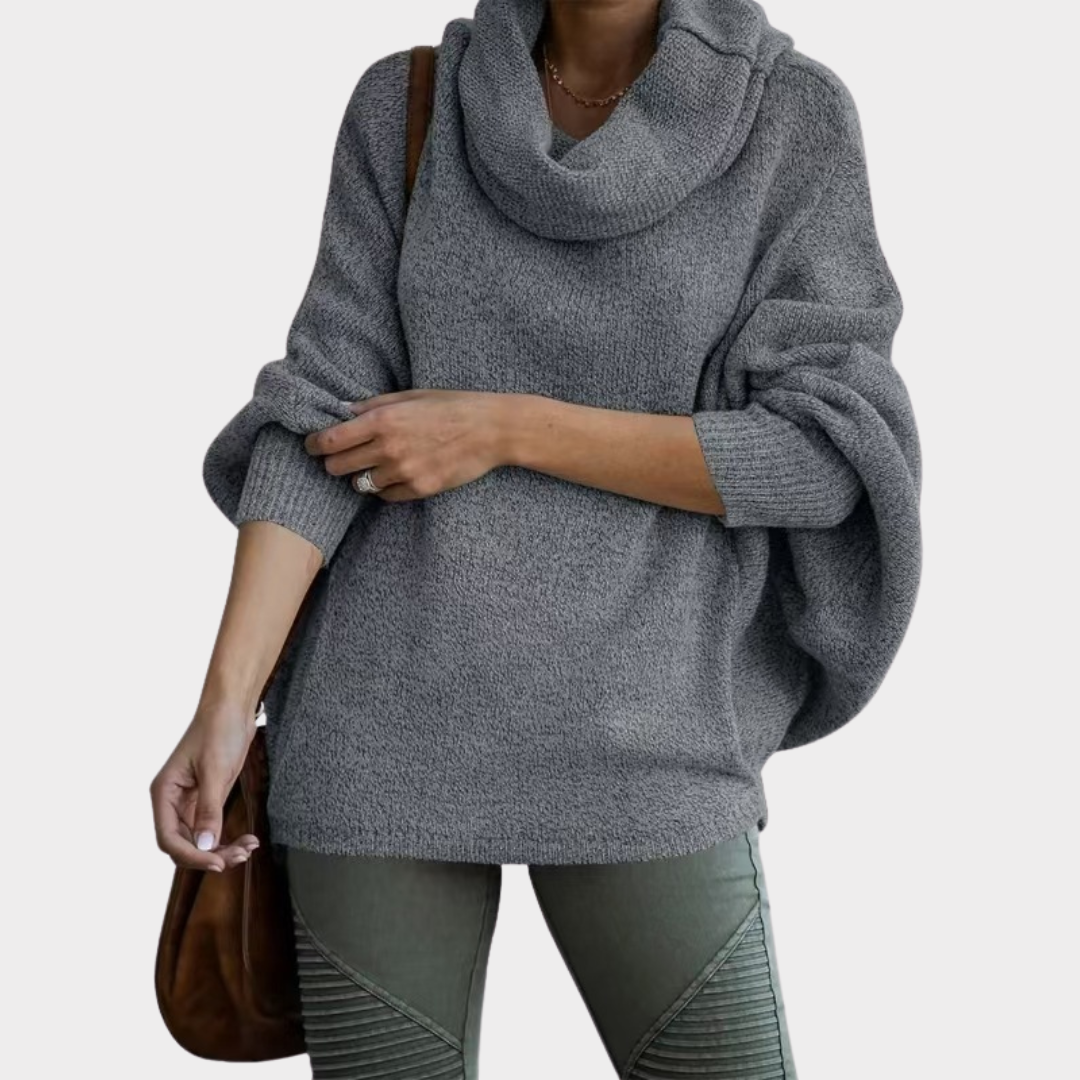 Sweter damski | rękawy nietoperzowe, kieszeń
