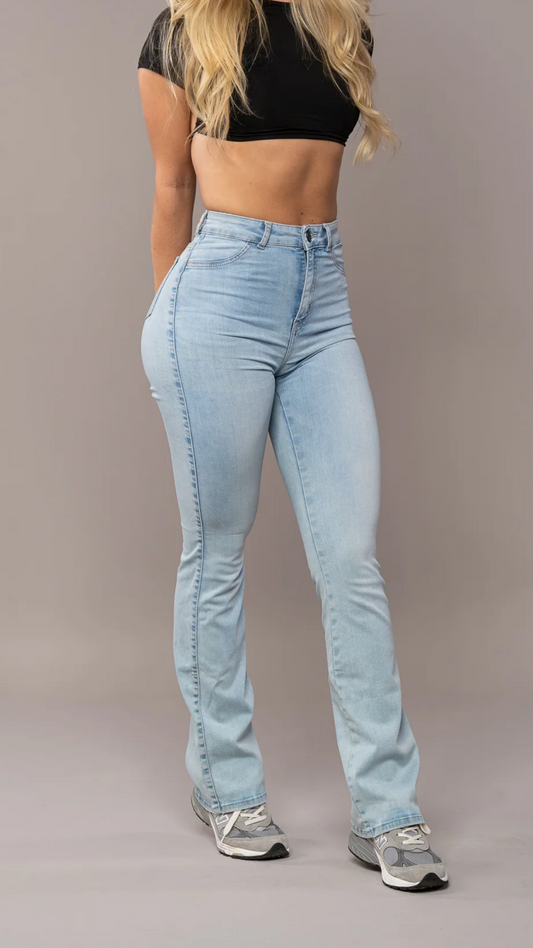 Dżinsy dzwony damskie | wysoki stan, elastyczny denim