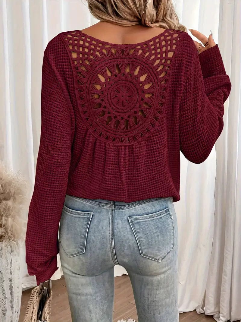 Sweter damski | dekolt V, strukturalny splot