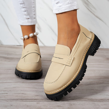 Mokasyny damskie | okrągły nosek, styl retro