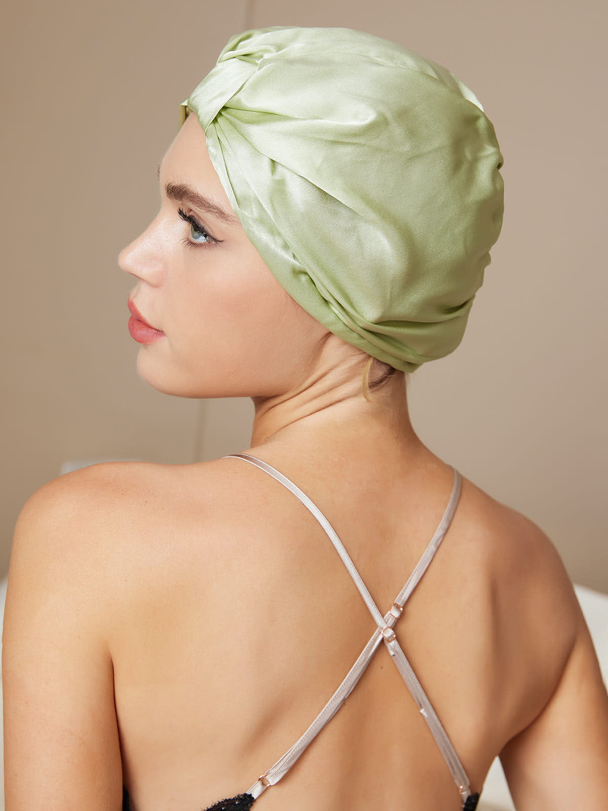 Turban nocny damski | satyna, elastyczna taśma