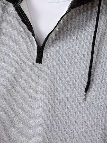 Bluza męska z kapturem | color block, długie rękawy