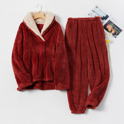 Piżama damska | fleece, kołnierz sherpa