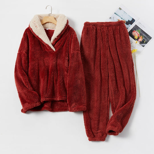 Piżama damska | fleece, kołnierz sherpa