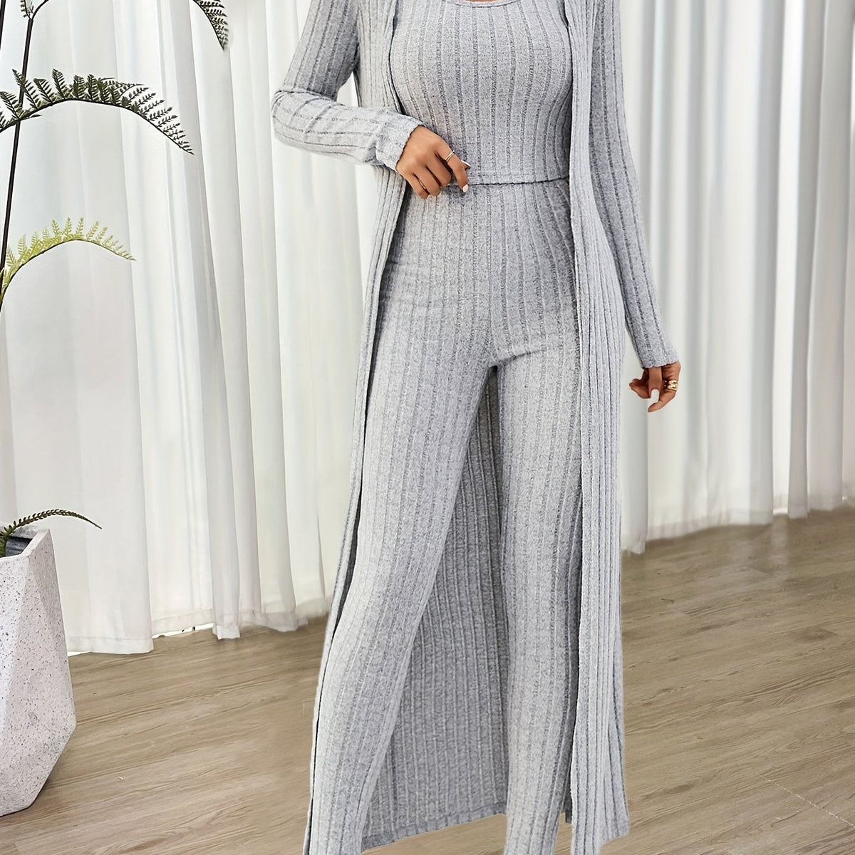 Komplet damski trzyczęściowy | kardigan, legginsy
