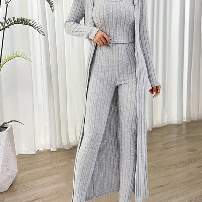 Komplet damski trzyczęściowy | kardigan, legginsy