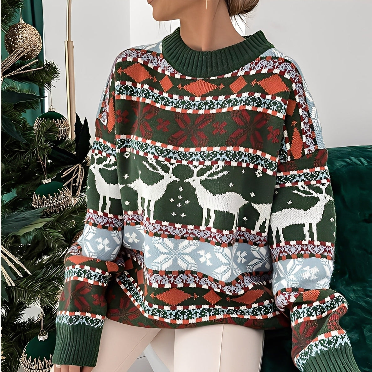 Sweter damski | świąteczny, zimowy wzór