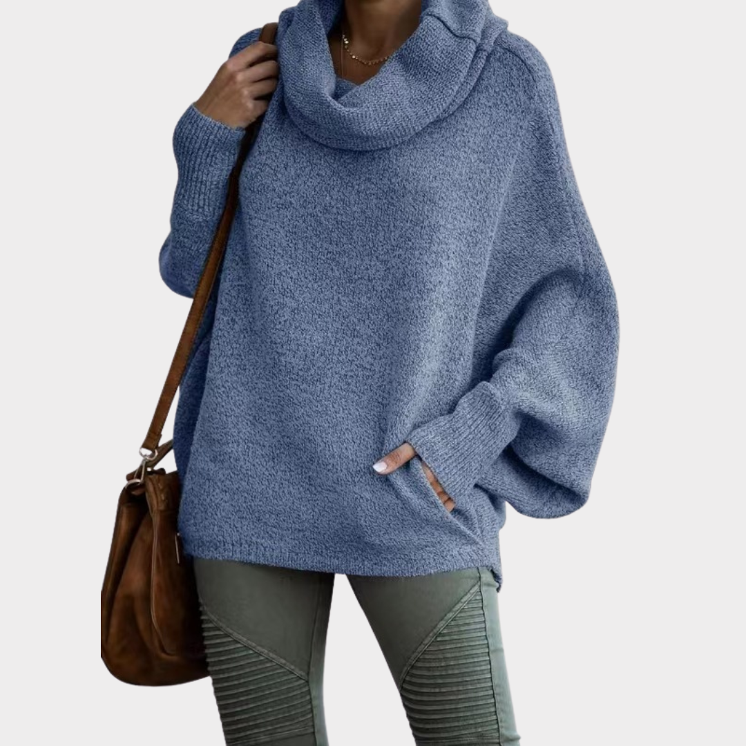 Sweter damski | rękawy nietoperzowe, kieszeń