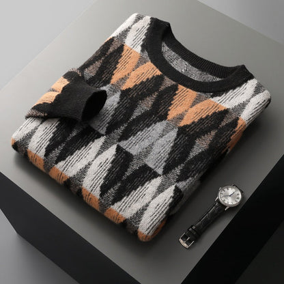 Sweter męski | geometryczny wzór, klasyczny krój
