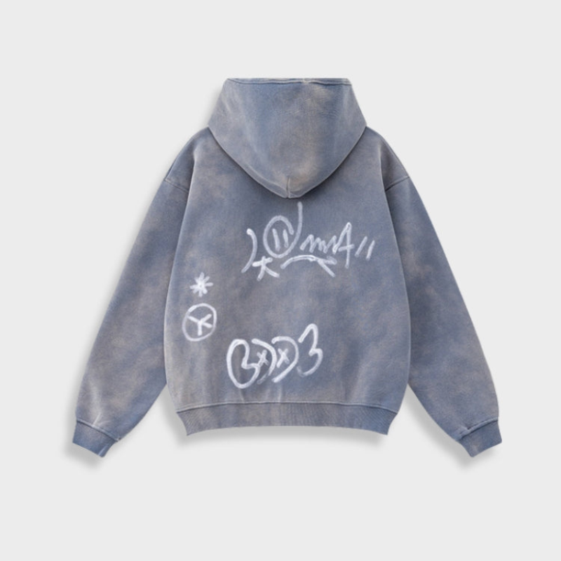 Bluza męska z kapturem | nadruk graffiti, oversize