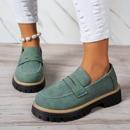 Mokasyny damskie | okrągły nosek, styl retro