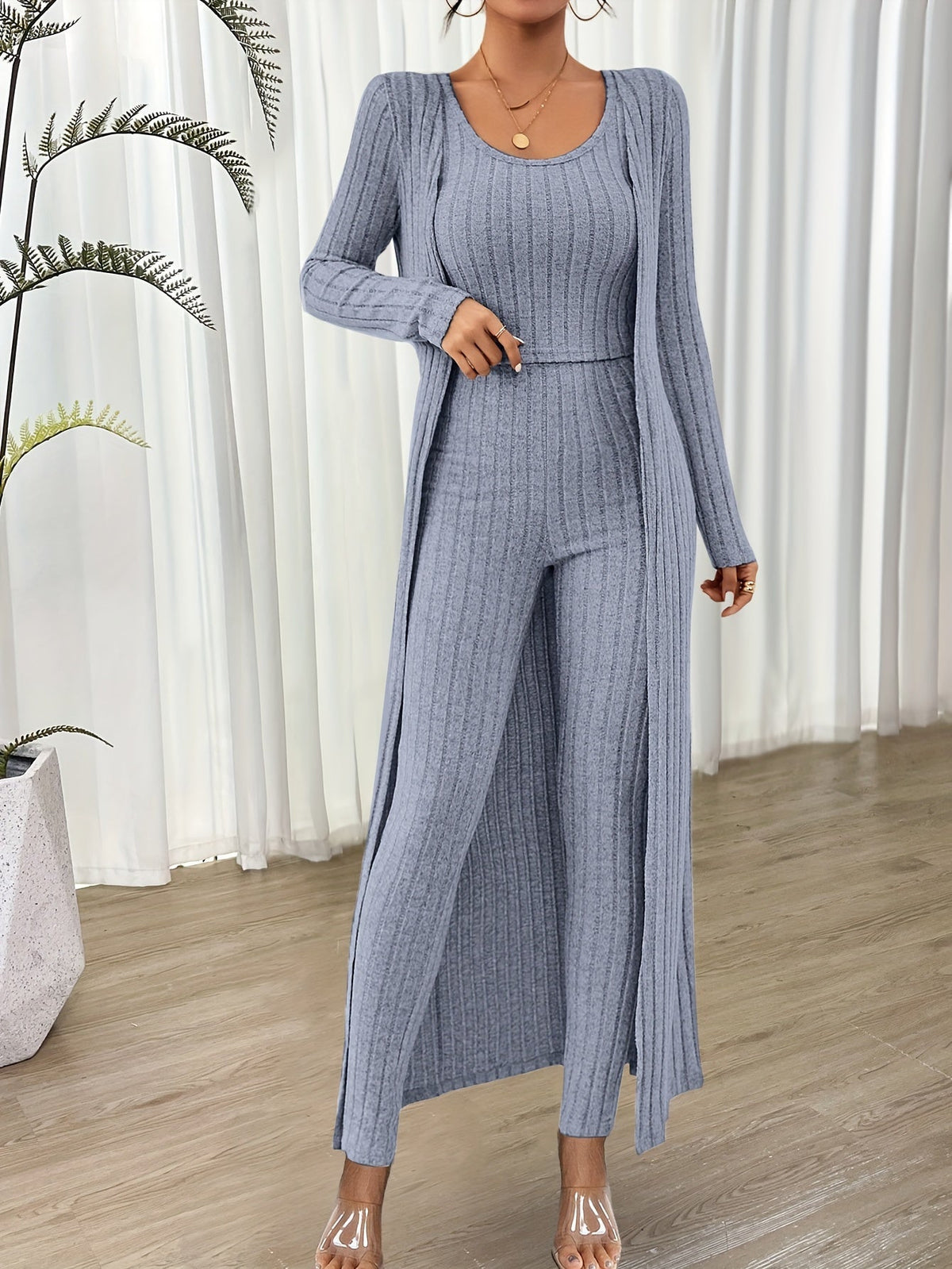 Komplet damski trzyczęściowy | kardigan, legginsy