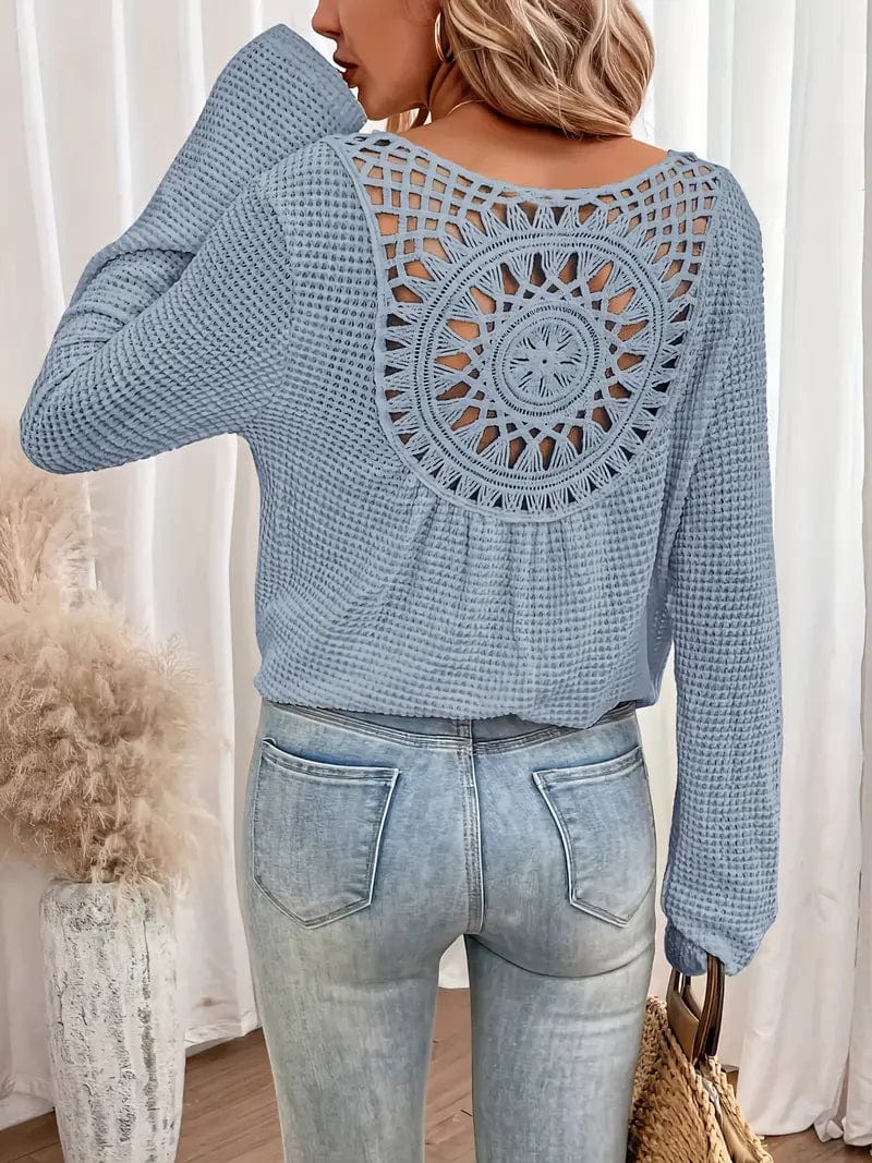 Sweter damski | dekolt V, strukturalny splot