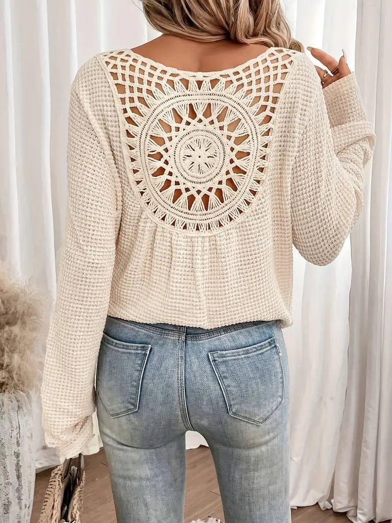 Sweter damski | dekolt V, strukturalny splot