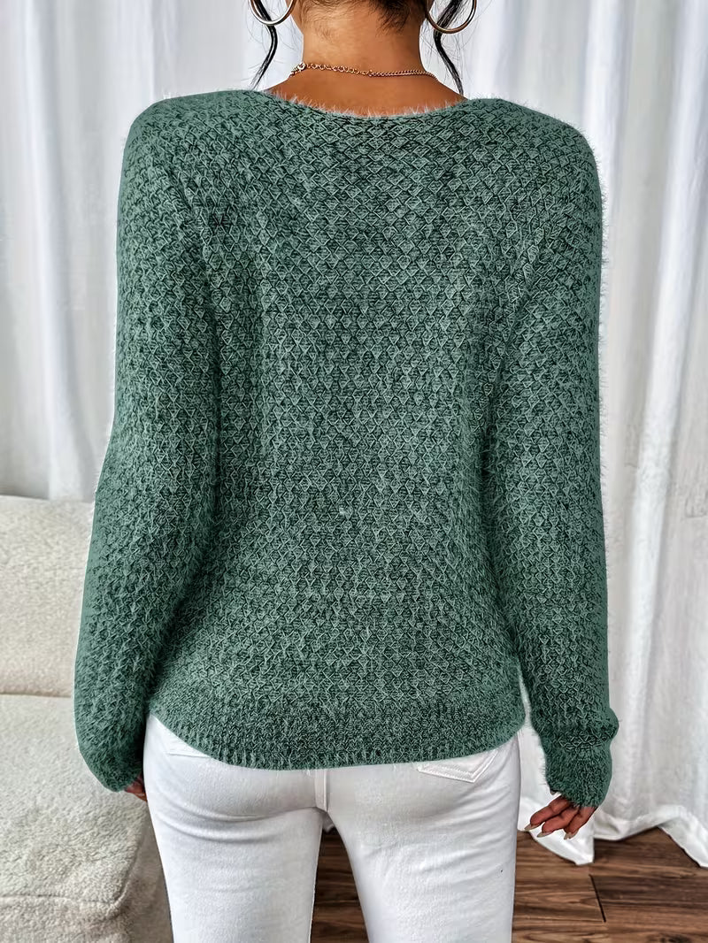 Sweter damski | dekolt V, luźny krój
