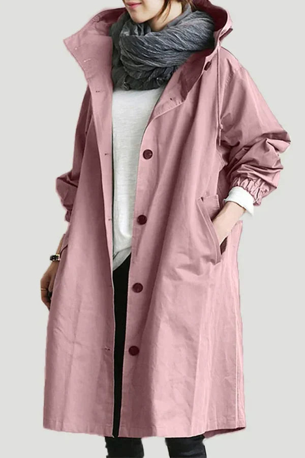 Płaszcz przeciwdeszczowy damski | kaptur, zamek