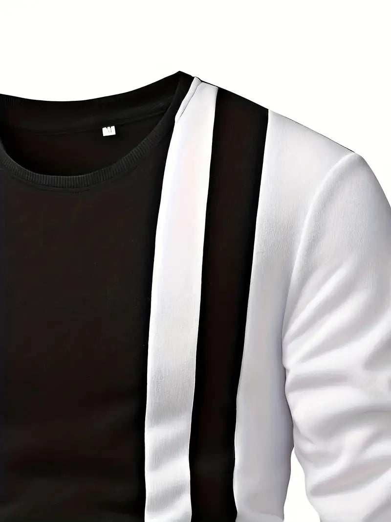 Sweter męski | wzór colorblock, okrągły dekolt