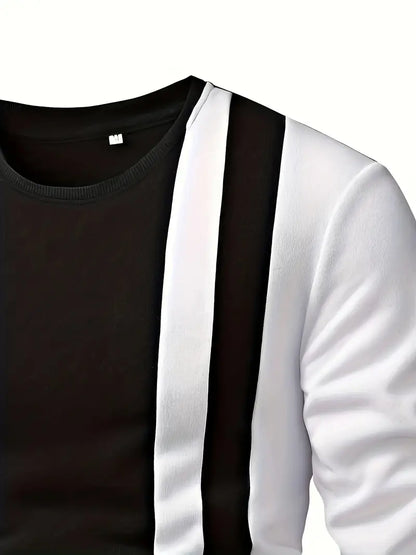Sweter męski | wzór colorblock, okrągły dekolt
