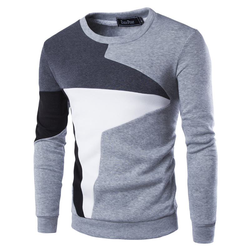 Sweter męski | wzór colorblock, okrągły dekolt