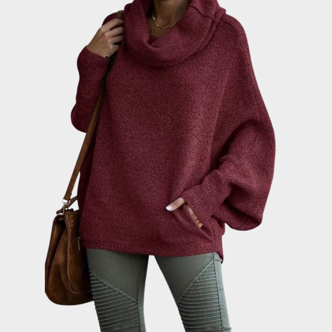 Sweter damski | rękawy nietoperzowe, kieszeń