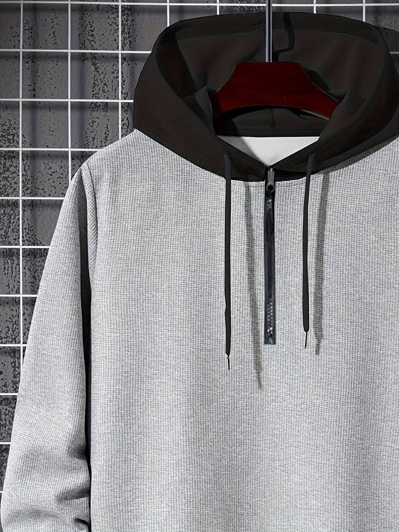 Bluza męska z kapturem | color block, długie rękawy