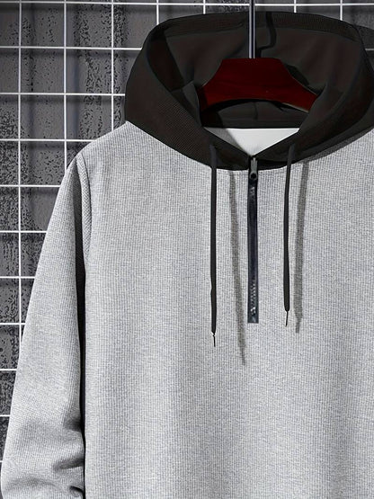 Bluza męska z kapturem | color block, długie rękawy
