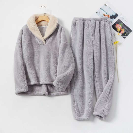Piżama damska | fleece, kołnierz sherpa