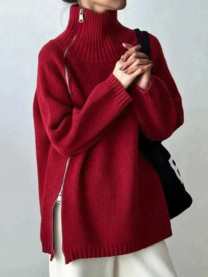 Sweter damski | wysoki kołnierz, dopasowany krój