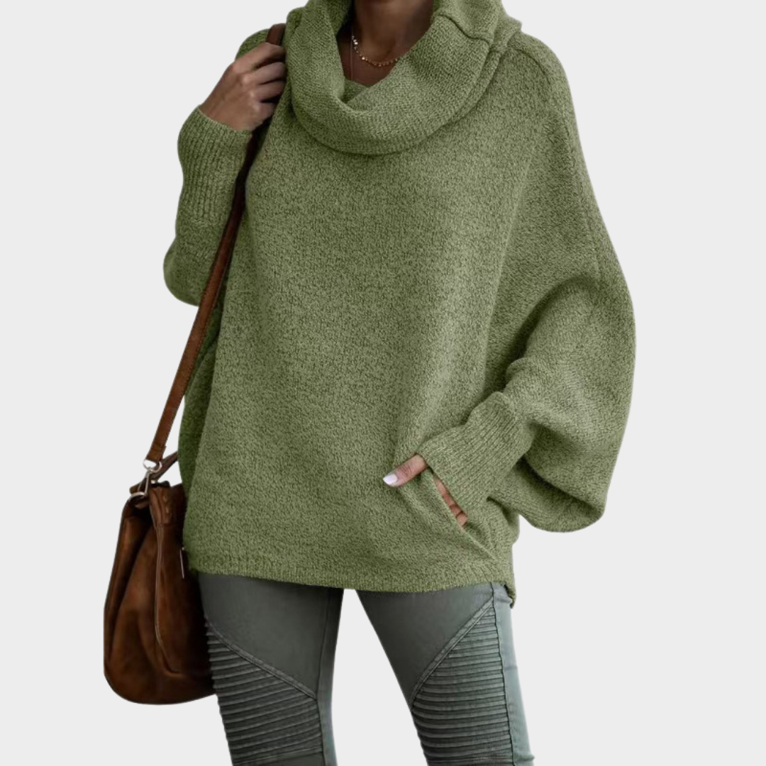 Sweter damski | rękawy nietoperzowe, kieszeń