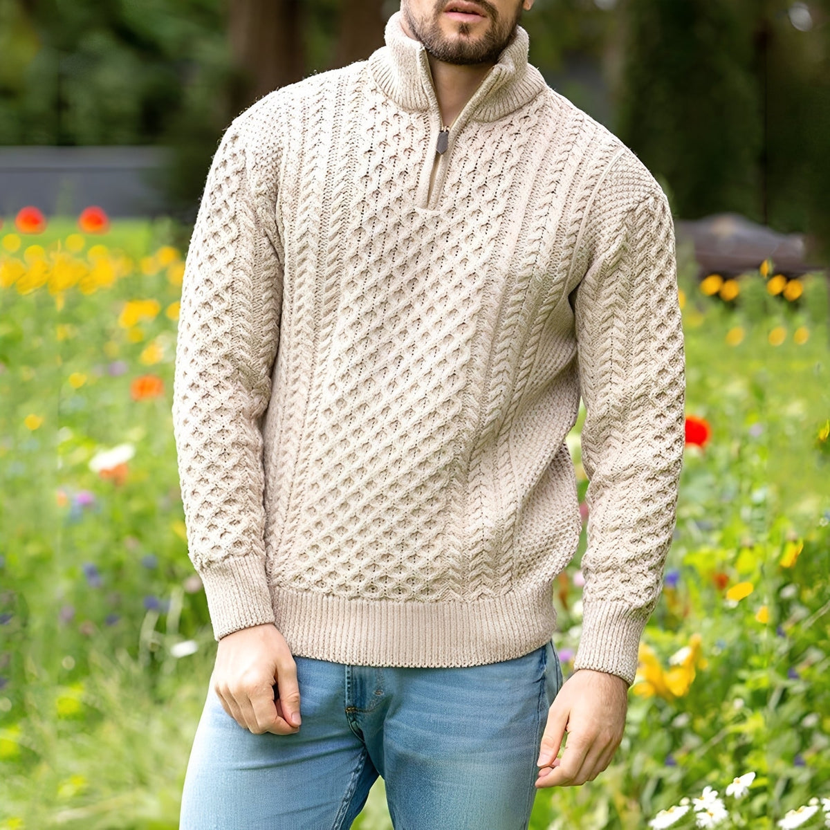 Sweter męski | półzamek, luźny krój