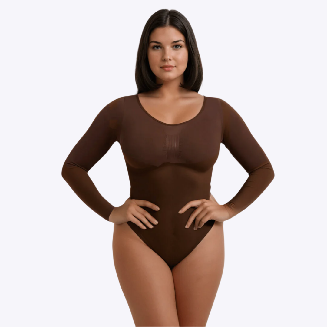 Body modelujące damskie | długi rękaw, zdejmowany krok