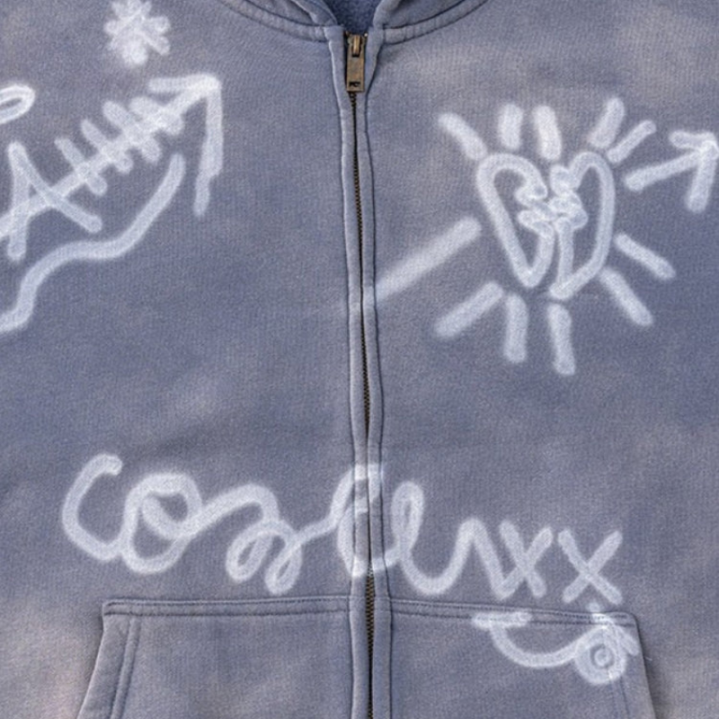 Bluza męska z kapturem | nadruk graffiti, oversize