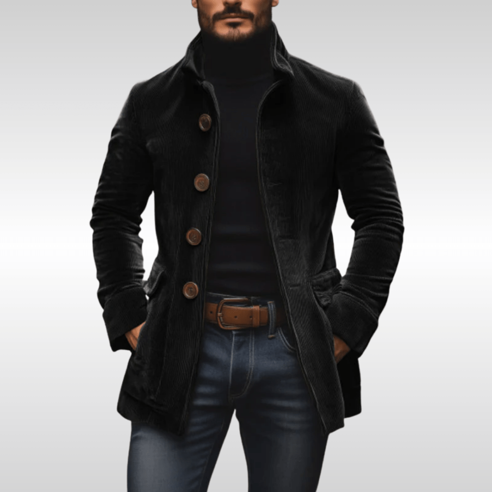 Kurtka sztruksowa męska | slim fit, wyraziste guziki