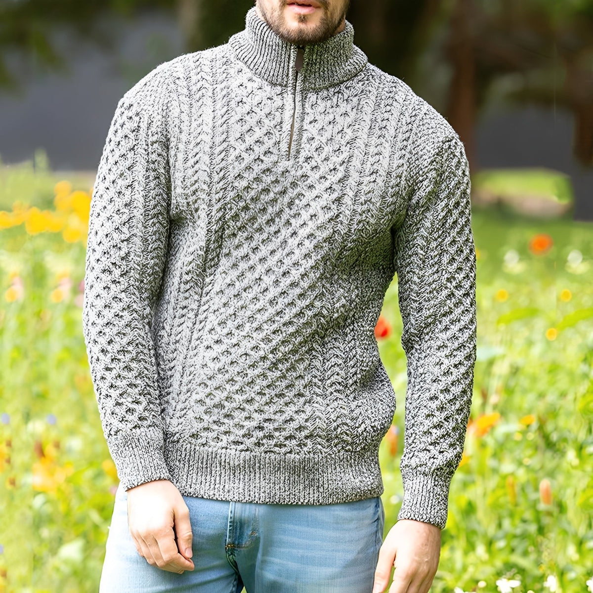 Sweter męski | półzamek, luźny krój