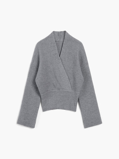 Sweter damski | kopertowy, dekolt V