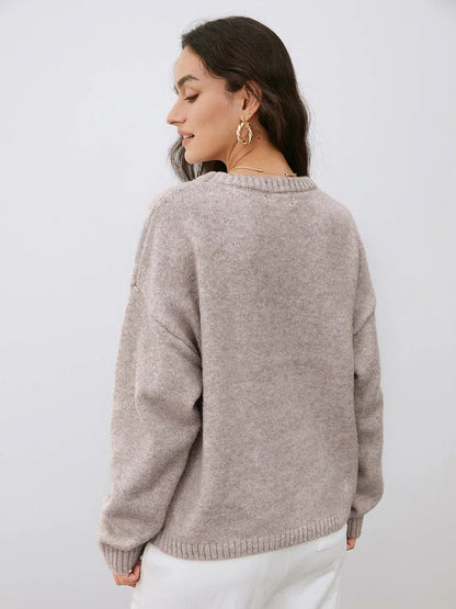 Sweter damski | okrągły dekolt, teksturowana powierzchnia