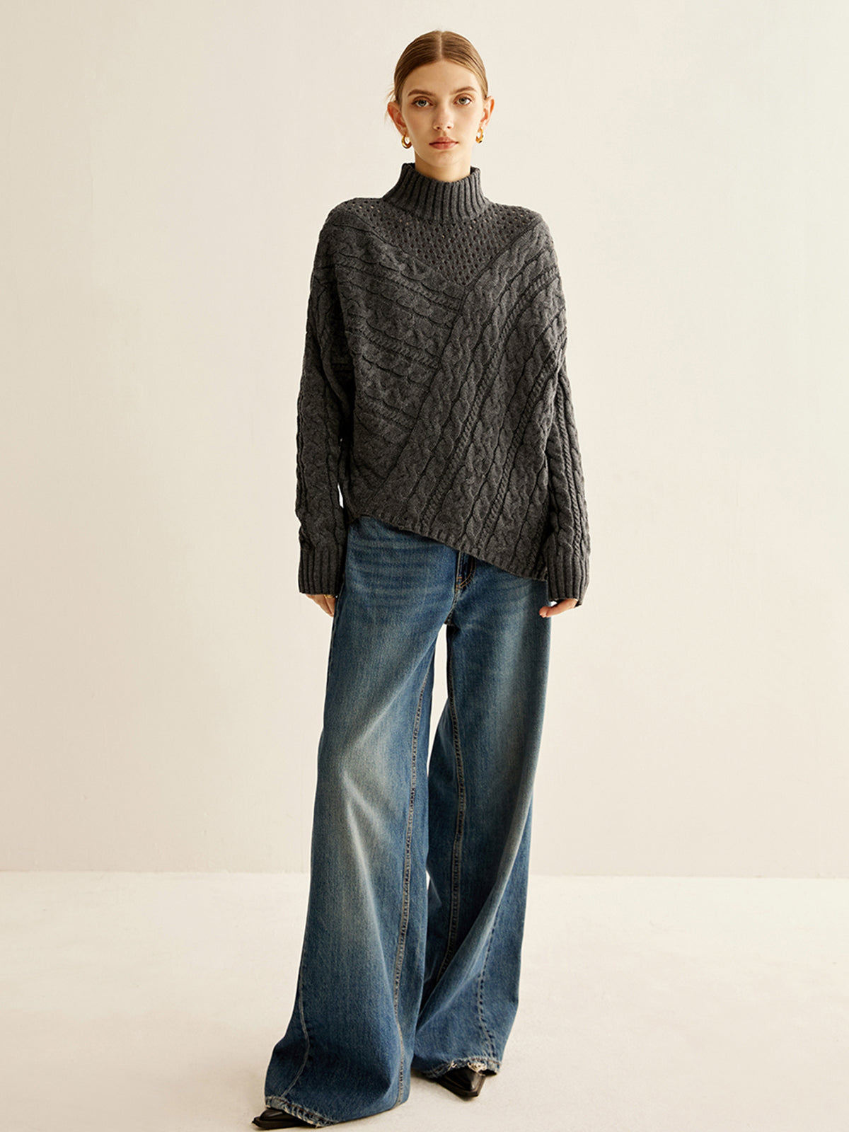 Sweter damski | oversize, geometryczny wzór