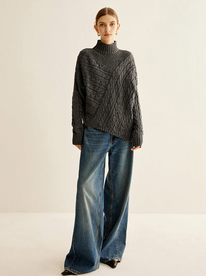 Sweter damski | oversize, geometryczny wzór