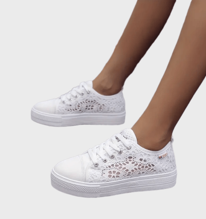 Sneakersy damskie | koronkowe zdobienie