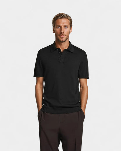 Polo męskie z dzianiny | listwa na 3 guziki, slim fit