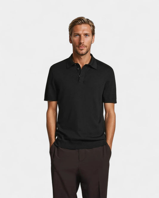Polo męskie z dzianiny | listwa na 3 guziki, slim fit