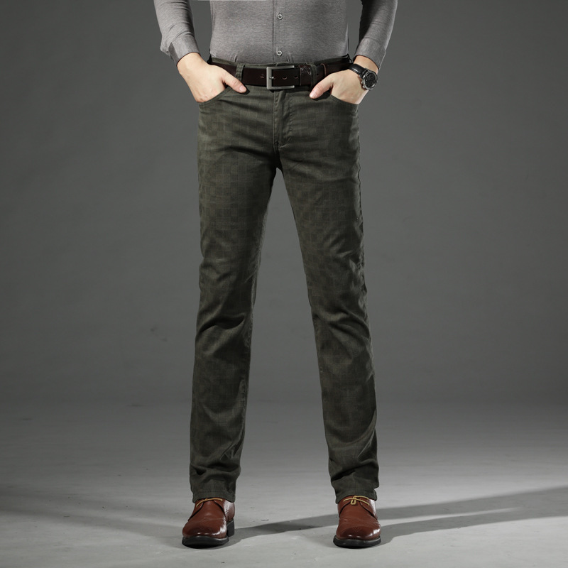 Spodnie męskie w kratę | slim fit, strukturalny pas